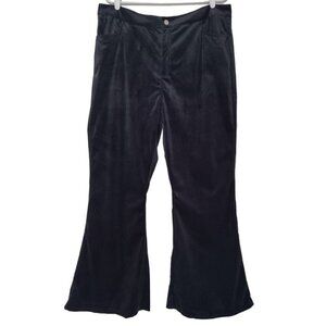 Alishebuy Women's Black Polyester 2XL Corduroy Flare Pants, NWT.